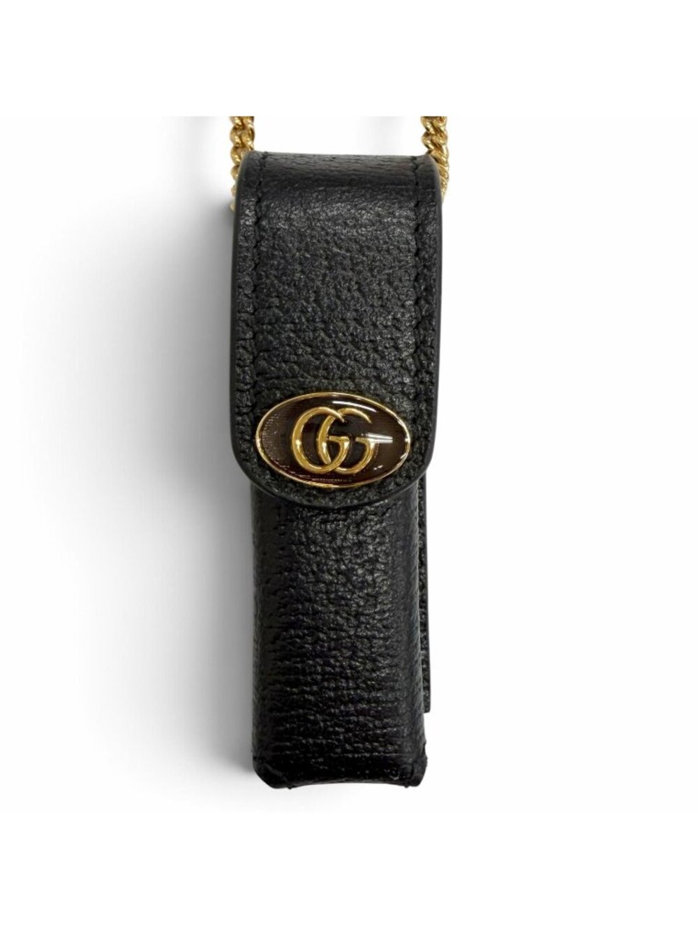 Gucci GG Marmont Chain Leather Lip Case Black Gold